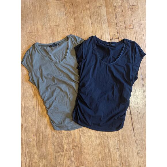 White House Black Market Two Ruched Side Tee Shirt Womens Medium - Picture 1 of 5